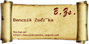 Bencsik Zsóka névjegykártya